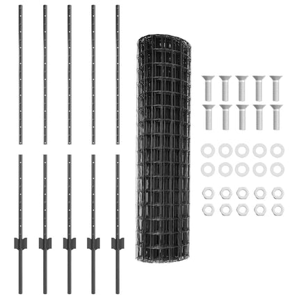 Udendørs Euro Hegn med Stander 10 x 1,2 m PVC-belagt stål Grå