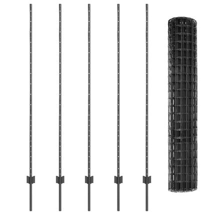 Udendørs Euro Hegn med Stander 10 x 1,6 m PVC-belagt stål Grå