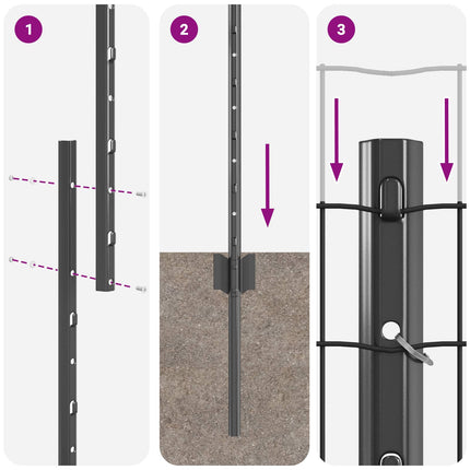 Udendørs Euro Hegn med Stander 10 x 1 m PVC-belagt stål Grå