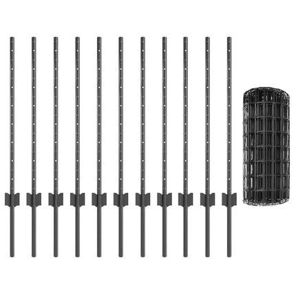 Udendørs Euro Hegn med Stander 25 x 0,8 m PVC-belagt stål Grå