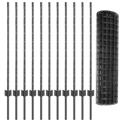 Udendørs Euro Hegn med Stander 25 x 1 m PVC-belagt stål Grå