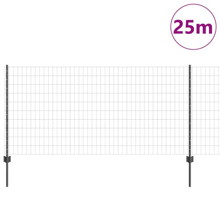 Udendørs Euro Hegn med Stander 25 x 1 m PVC-belagt stål Grå