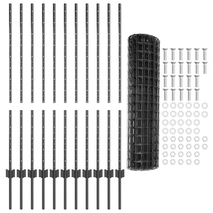 Udendørs Euro Hegn med Stander 25 x 1,2 m PVC-belagt stål Grå