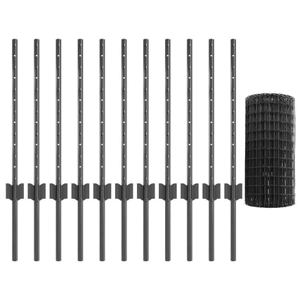Udendørs Euro Hegn med Stander 25 x 0,6 m PVC-belagt stål Grå