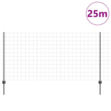 Udendørs Euro Hegn med Stander 25 x 1,2 m PVC-belagt stål Grå