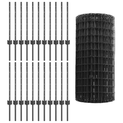 Udendørs Euro Hegn med Stander 50 x 0,6 m PVC-belagt stål Grå