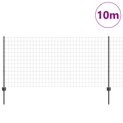 Udendørs Euro Hegn med Stander 10 x 1 m PVC-belagt stål Grå