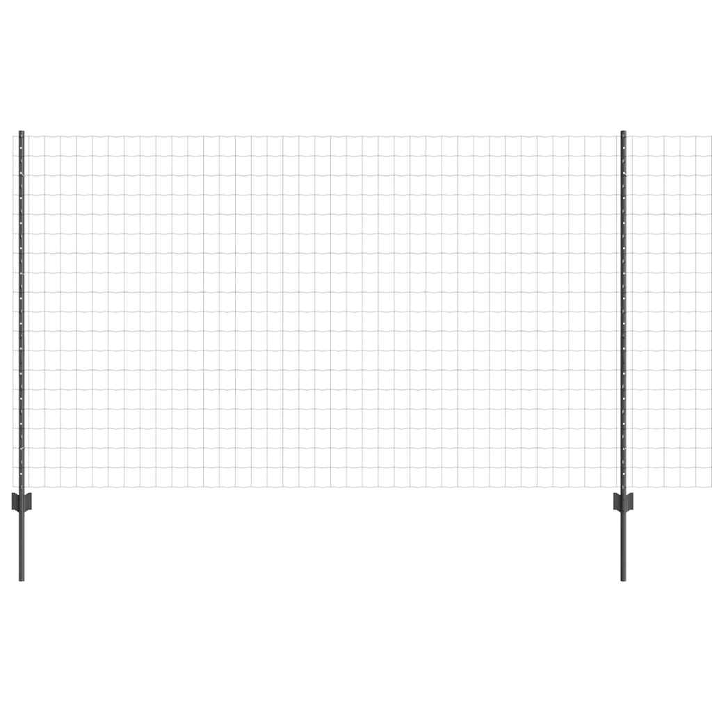 Hegn med post Grå 1,4 x 10 m Stål og PVC