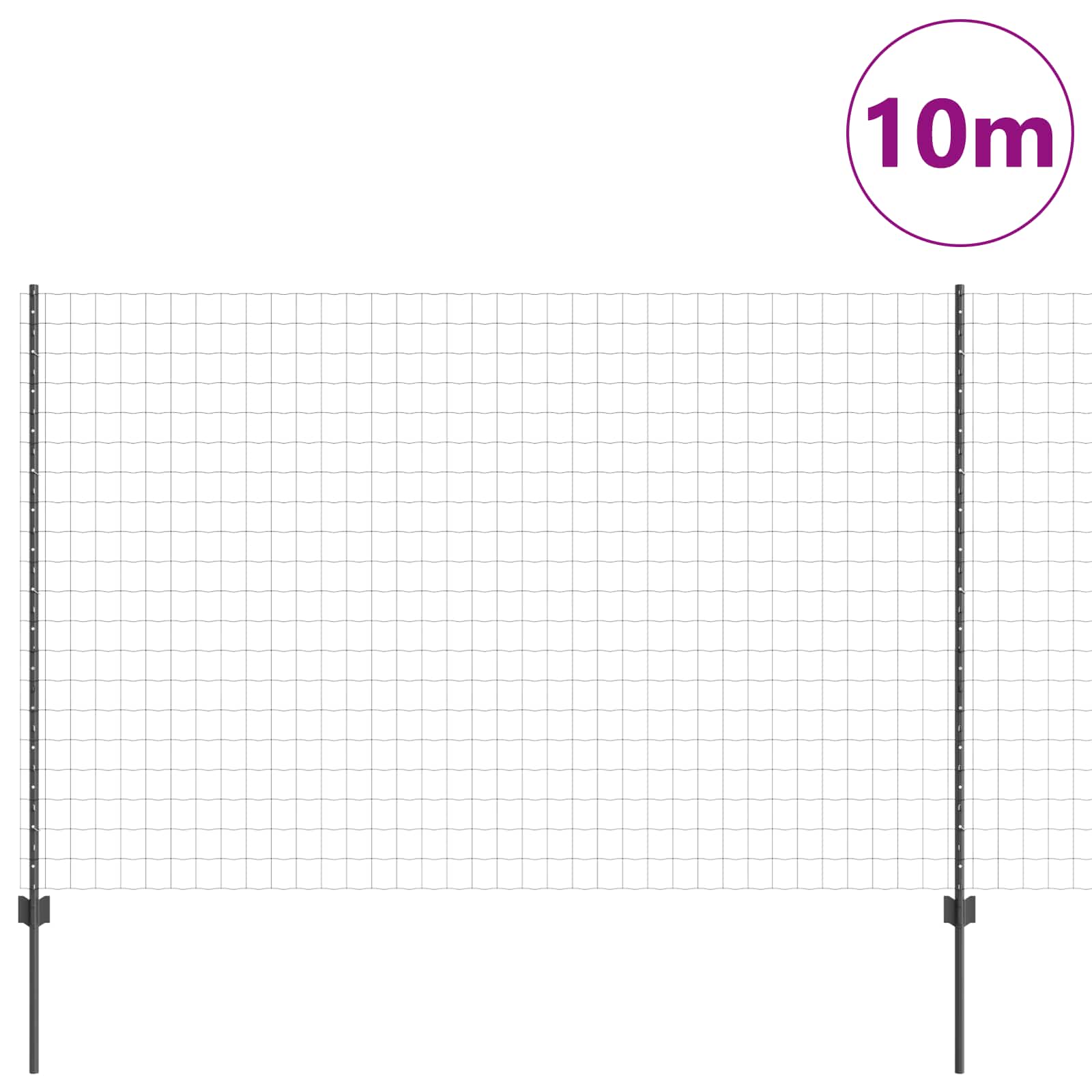 Svejset Trådhegn 10 x 1,5 m (B x H) PVC-belagt stål Grå Mesh