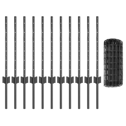 Udendørs Euro Hegn med Stander 25 x 0,6 m PVC-belagt stål Grå