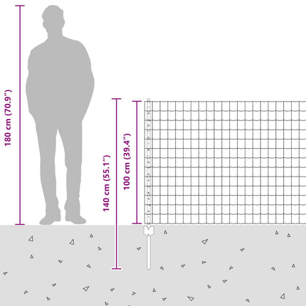 Eurohegn med stolpe 25 x 1 m PVC-belagt stål Grå Mesh