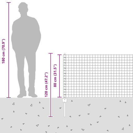 Udendørs Euro Hegn med Stander 10 x 0,8 m Sølv Mesh