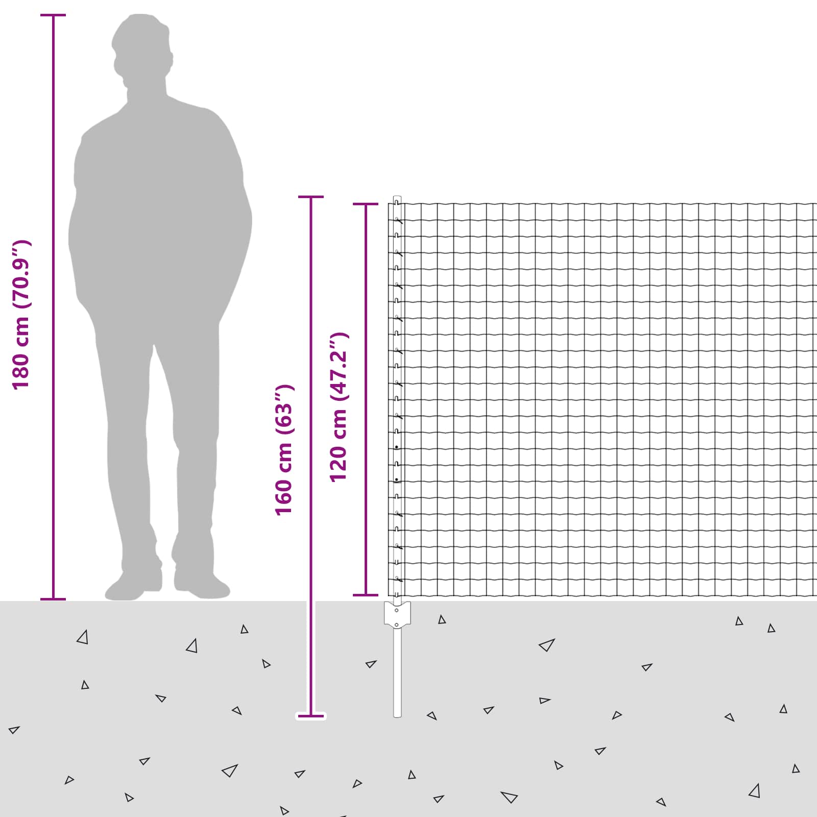 Hegn med post Sølv 1,2 x 10 m Stål