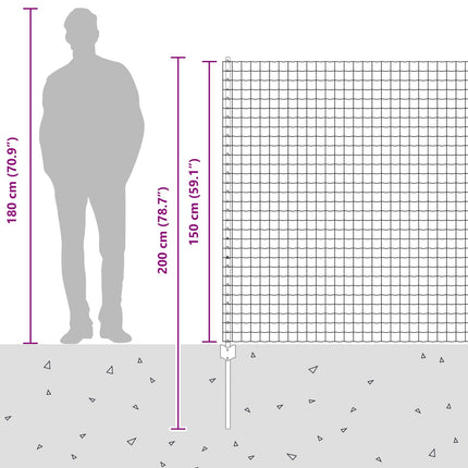 Udendørs Euro Hegn med Stander 10 x 1,5 m Sølv Mesh