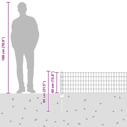 Eurohegn med stolpe 10 x 0,4 m Galvaniseret stål Sølv Mesh