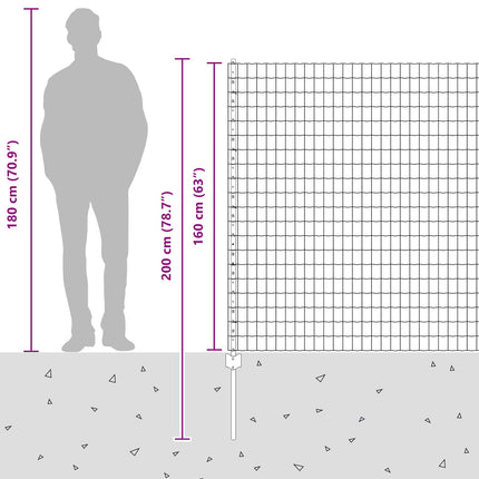 Udendørs Euro Hegn med Stander 10 x 1,6 m Sølv Mesh