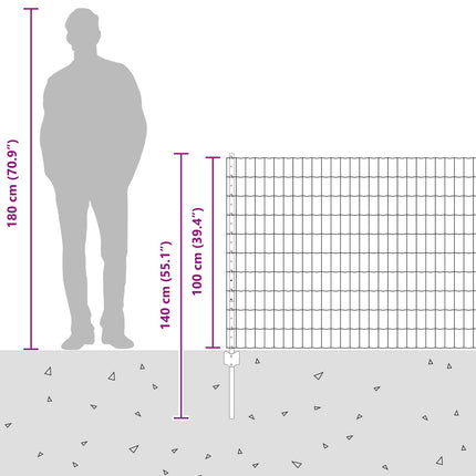 Udendørs Euro Hegn med Stander 10 x 1 m Sølv Mesh