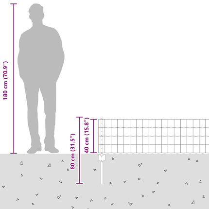 Udendørs Euro Hegn med Stander 10 x 0,4 m Sølv Mesh