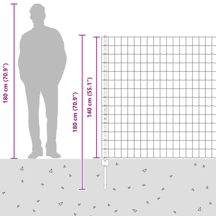 Udendørs Euro Hegn med Stander 10 x 1,4 m Sølv Mesh