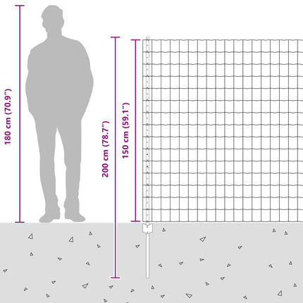 Udendørs Euro Hegn med Stander 10 x 1,5 m Sølv Mesh