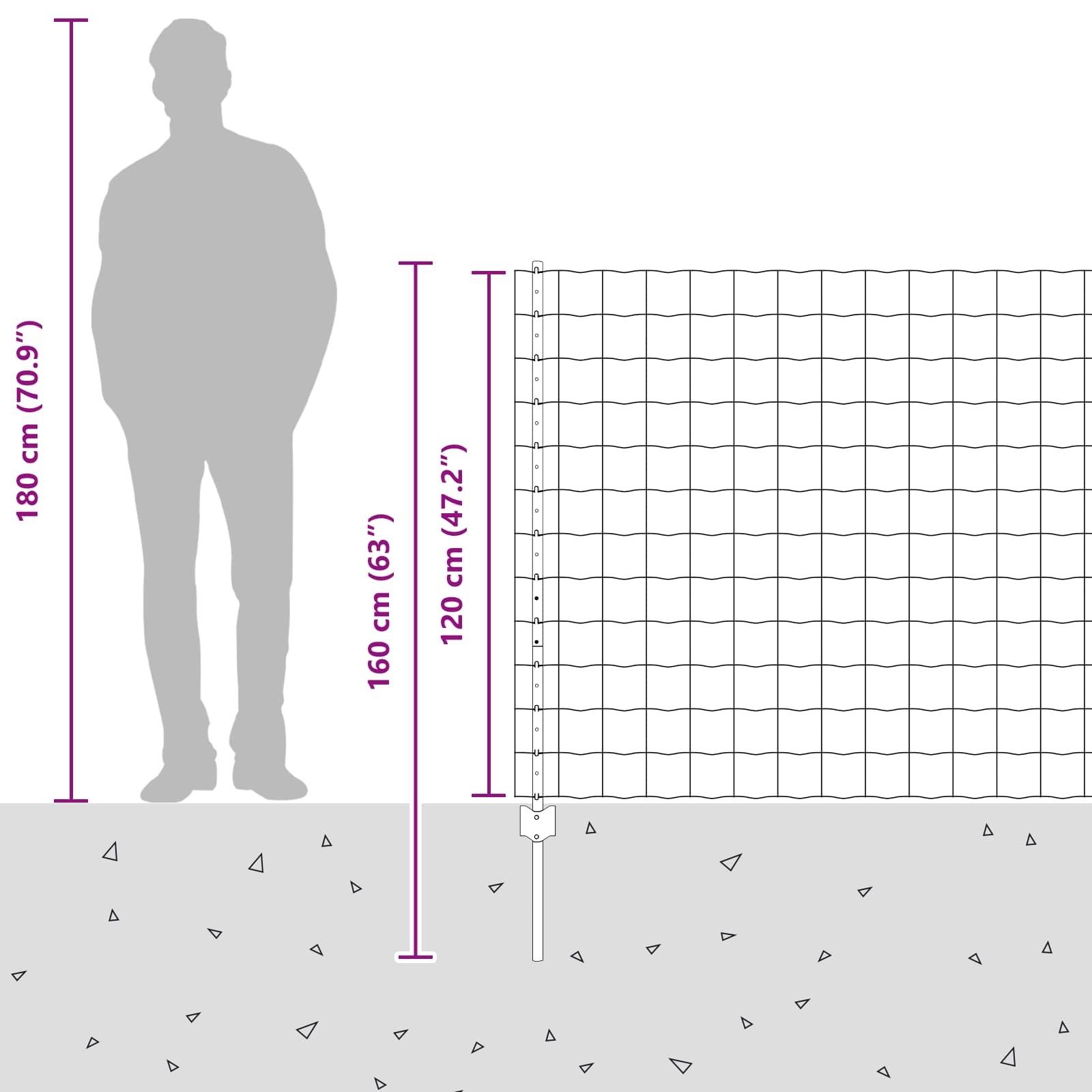 Hegn med post Sølv 1,2 x 10 m Stål