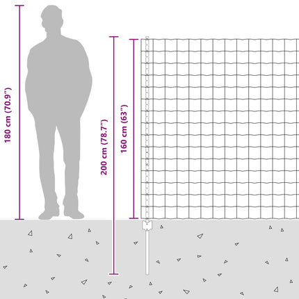 Udendørs Euro Hegn med Stander 10 x 1,6 m Sølv Mesh
