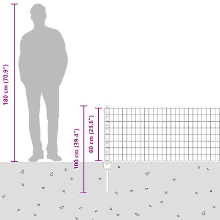 Udendørs Euro Hegn med Stander 25 x 0,6 m Sølv Mesh