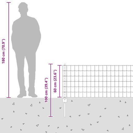 Udendørs Euro Hegn med Stander 25 x 0,6 m Sølv Mesh