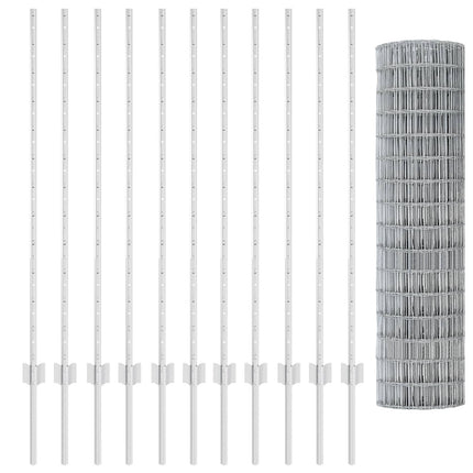 Eurohegn med stolpe 25 x 1,2 m Galvaniseret stål Sølv Mesh