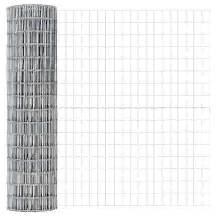 Eurohegn med stolpe 25 x 1,2 m Galvaniseret stål Sølv Mesh