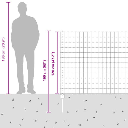 Udendørs Euro Hegn med Stander 25 x 1,2 m Sølv Mesh