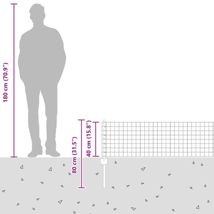 Udendørs Euro Hegn med Stander 25 x 0,4 m Sølv Mesh