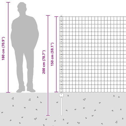 Udendørs Euro Hegn med Stander 10 x 1,5 m Sølv Mesh