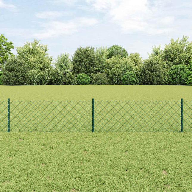 Udendørs kædehegn med stolpe 10 x 0,4 m PVC-belagt stål Grøn