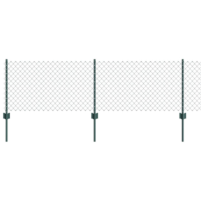 Udendørs kædehegn med stolpe 10 x 0,6 m PVC-belagt stål Grøn