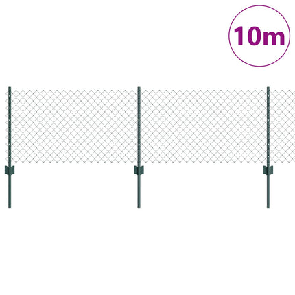 Udendørs kædehegn med stolpe 10 x 0,6 m PVC-belagt stål Grøn