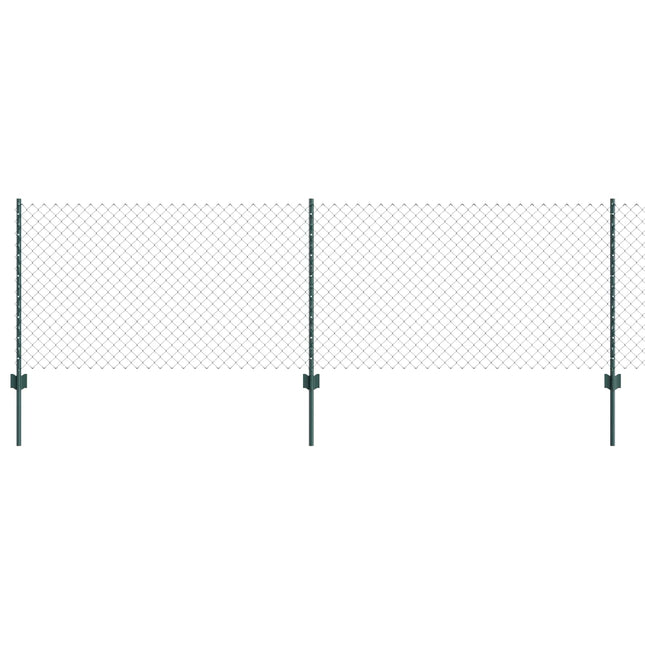 Udendørs kædehegn med stolpe 10 x 0,8 m PVC-belagt stål Grøn