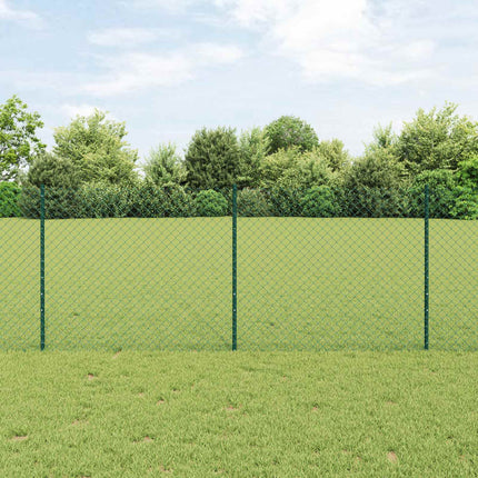 Kæde-link hegn med stolpe 10 x 1 m PVC-belagt stål Grøn Mesh