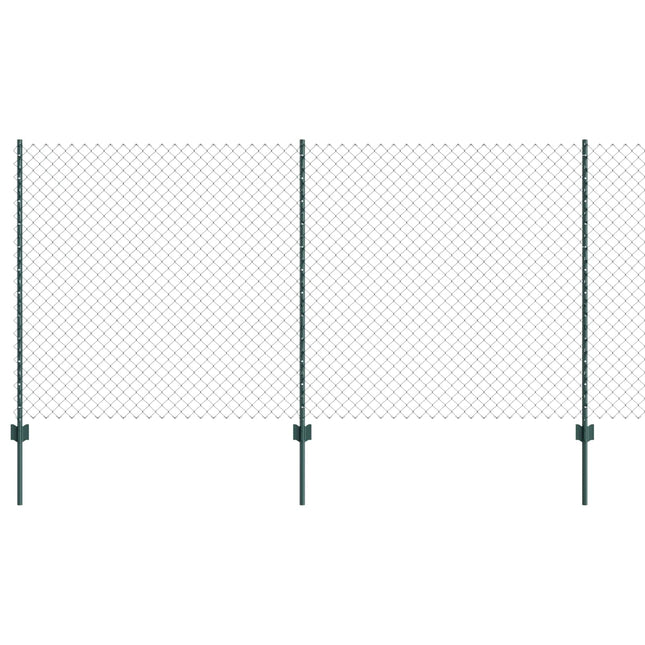 Udendørs kædehegn med stolpe 10 x 1,2 m PVC-belagt stål Grøn