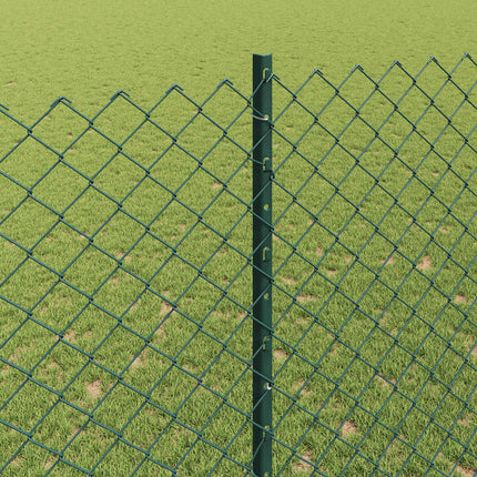 Kæde-link hegn med stolpe 10 x 1,6 m PVC-belagt stål Grøn Mesh