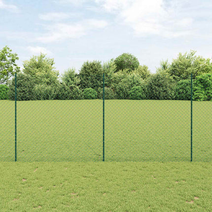 Kæde-link hegn med stolpe 10 x 1,6 m PVC-belagt stål Grøn Mesh