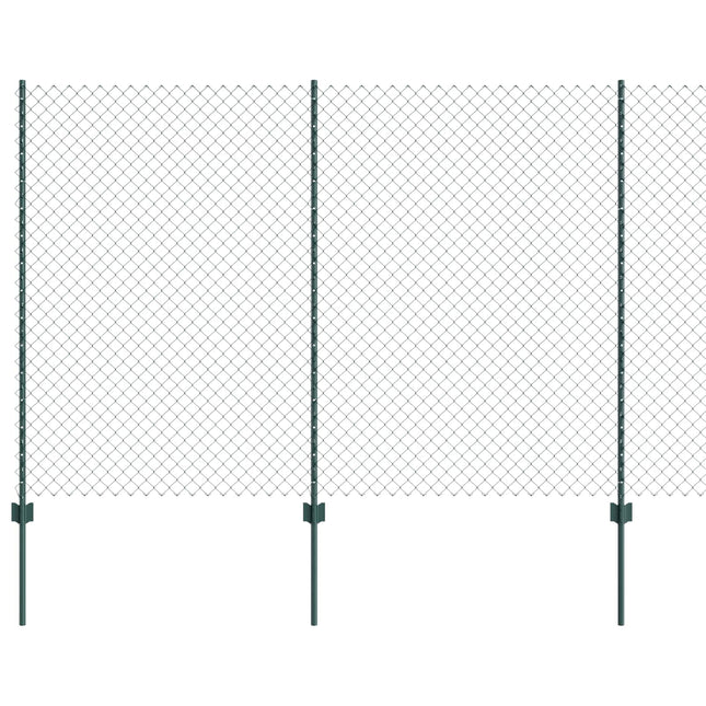 Udendørs kædehegn med stolpe 10 x 1,6 m PVC-belagt stål Grøn