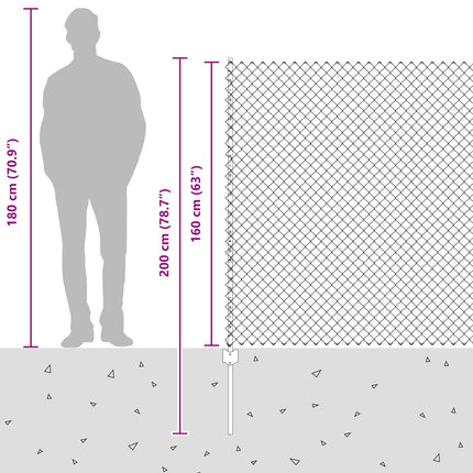 Udendørs kædehegn med stolpe 10 x 1,6 m PVC-belagt stål Grøn
