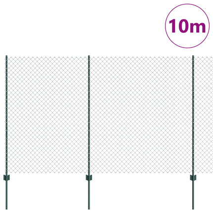 Udendørs kædehegn med stolpe 10 x 1,6 m PVC-belagt stål Grøn