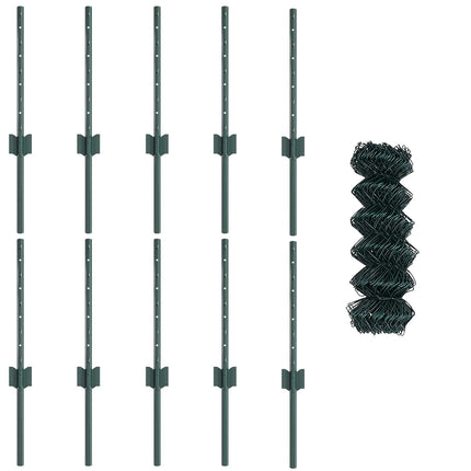 Kæde-link hegn med stolpe 10 x 0,4 m PVC-belagt stål Grøn Mesh
