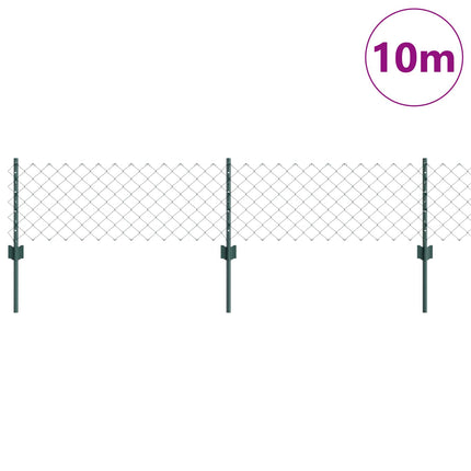 Kæde-link hegn med stolpe 10 x 0,4 m PVC-belagt stål Grøn Mesh