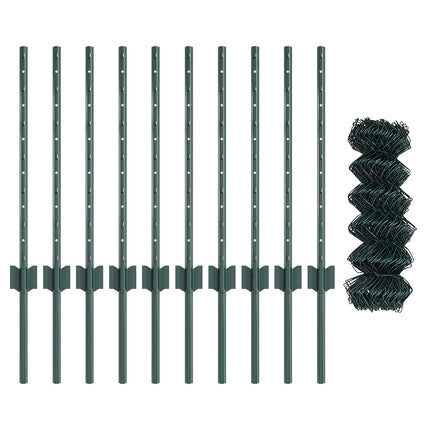 Kæde-link hegn med stolpe 10 x 0,6 m PVC-belagt stål Grøn Mesh