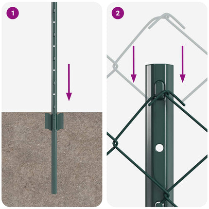 Kæde-link hegn med stolpe 10 x 0,6 m PVC-belagt stål Grøn Mesh