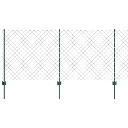 Kæde-link hegn med stolpe 10 x 1 m PVC-belagt stål Grøn Mesh