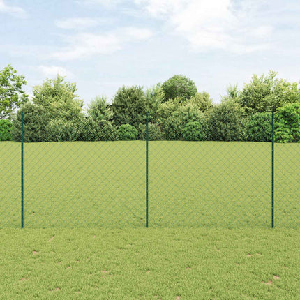 Kæde-link hegn med stolpe 10 x 1,4 m PVC-belagt stål Grøn Mesh